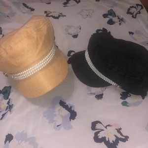 😚Super Cute! Pearl beaded baker boy hat 🥰